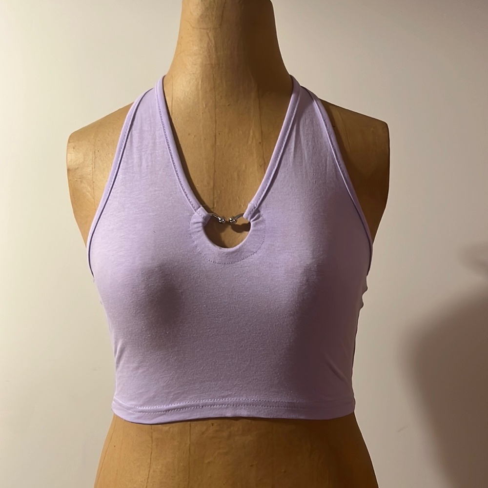 Purple tank top with heart shaped metal